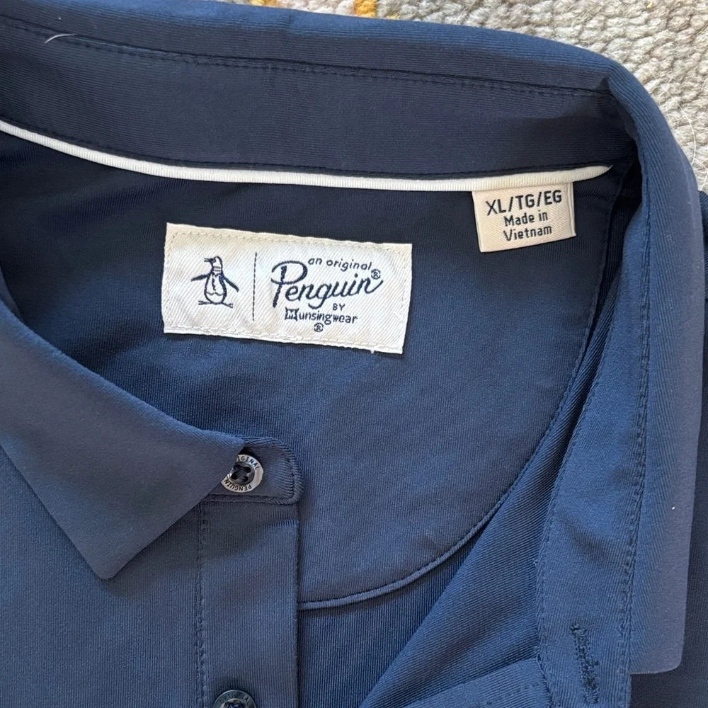 Original Penguin Navy Polo with Multicolor Stripes - Picture 2 of 7